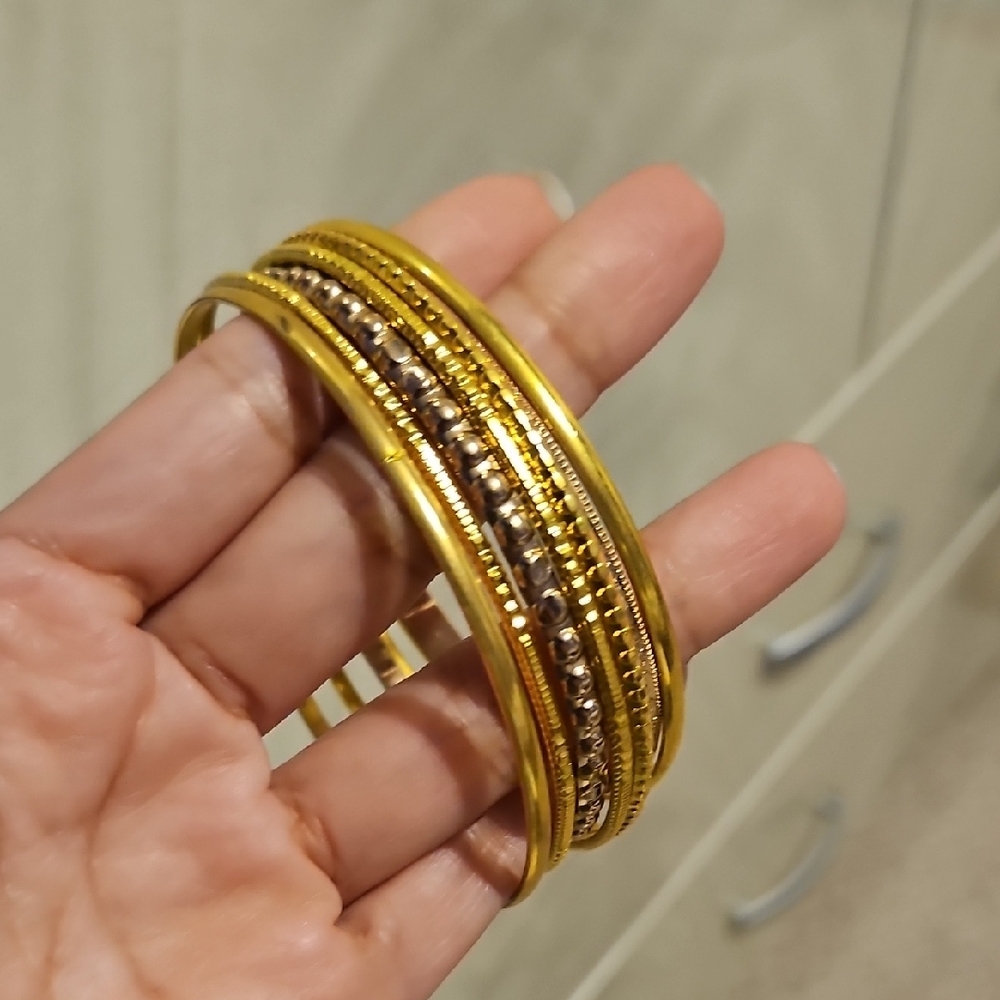 Elegant Gold and Brown Bangle Set